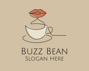 Lip Coffee Cup Scribble logo design