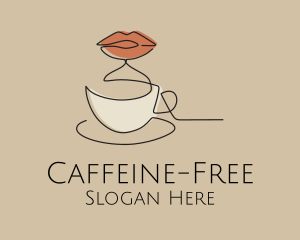 Lip Coffee Cup Scribble logo design