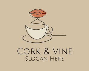 Lip Coffee Cup Scribble logo design