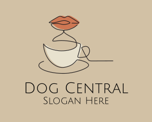 Lip Coffee Cup Scribble logo design