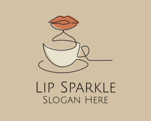 Lip Coffee Cup Scribble logo design