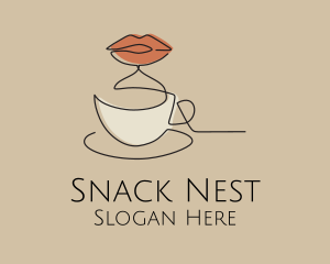 Lip Coffee Cup Scribble logo design