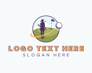 Female Golf Player Logo