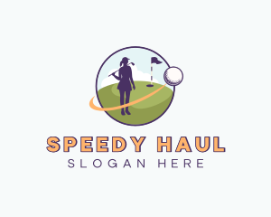 Female Golf Player Logo