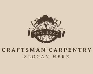 Wood Carpenter Tools logo design