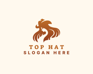 Cowboy Hat Lady Hair logo design