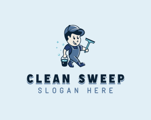 Janitor Wash Cleaning Wiper logo design