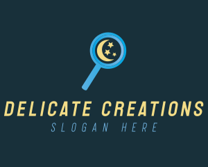 Moon Magnifying Glass logo design