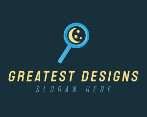 Moon Magnifying Glass logo design