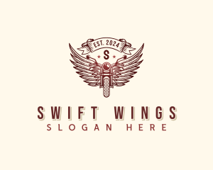 Riding Motorcycle Wings logo design