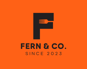 Food Fork Letter F logo design