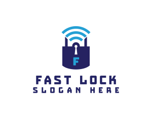 Wifi Padlock Tech Security  logo design