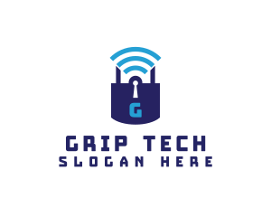 Wifi Padlock Tech Security  logo design