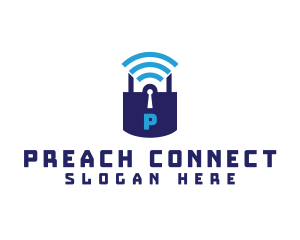 Wifi Padlock Tech Security  logo design