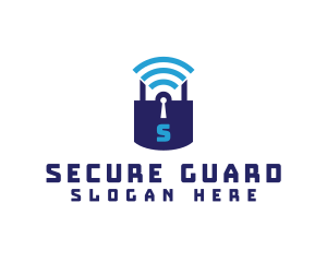 Wifi Padlock Tech Security  logo design