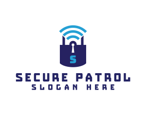 Wifi Padlock Tech Security  logo design