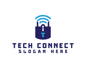 Wifi Padlock Tech Security  logo design