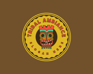 Tribal Tiki Mask logo design