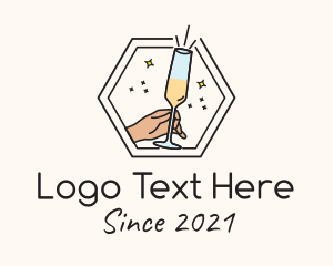 Hexagon Champagne Glass  logo