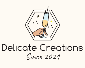 Hexagon Champagne Glass  logo design