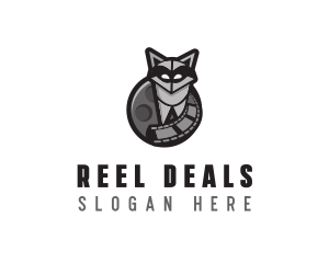 Filmstrip Reel Raccoon logo design