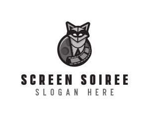 Filmstrip Reel Raccoon logo design