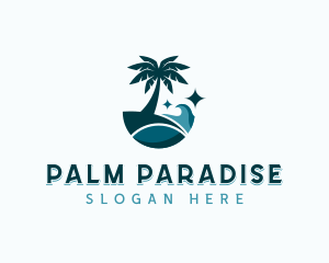 Palm Tree Beach Travel logo design