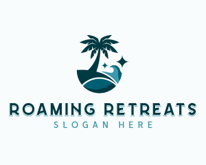 Palm Tree Beach Travel logo design