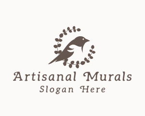 Botanical Sparrow Bird logo design