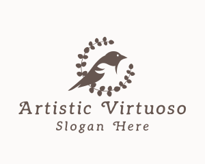 Botanical Sparrow Bird logo design