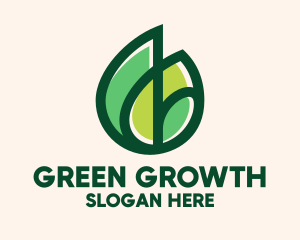 Organic Green Leaves  logo design