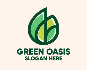 Organic Green Leaves  logo design