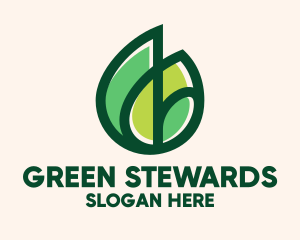 Organic Green Leaves  logo design