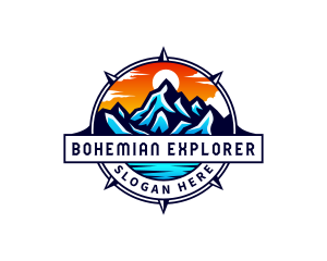 Mountain Exploration Compass logo design