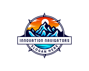 Mountain Exploration Compass logo design