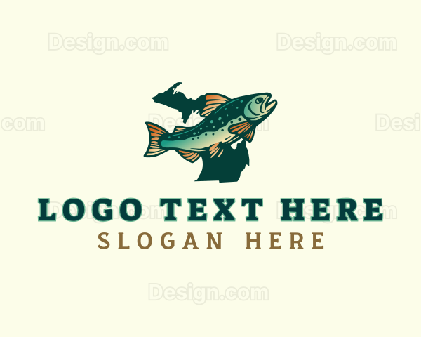 Michigan Brook Trout Fish Logo