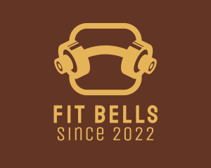 Yellow Fitness Gym Barbell  logo design