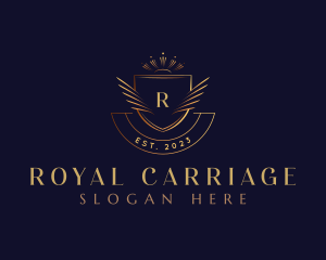 Royalty Wings Shield Badge logo design