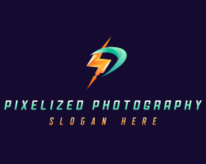 Lightning Energy Letter P logo design