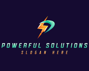 Lightning Energy Letter P logo design