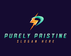 Lightning Energy Letter P logo design