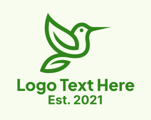 Minimalist Green Hummingbird logo