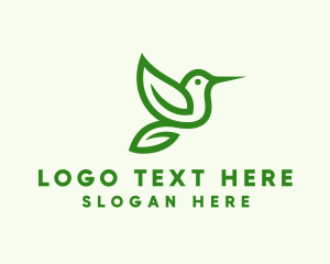 Minimalist Green Hummingbird logo