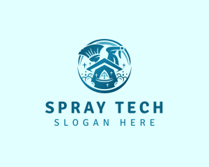 House Broom Spray Cleaning logo design