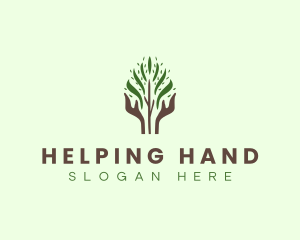 Nature Hand Tree logo design