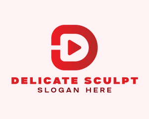 Play Button Letter D logo design