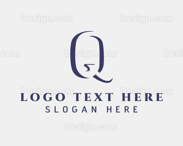 Blue Minimalist Letter Q Logo