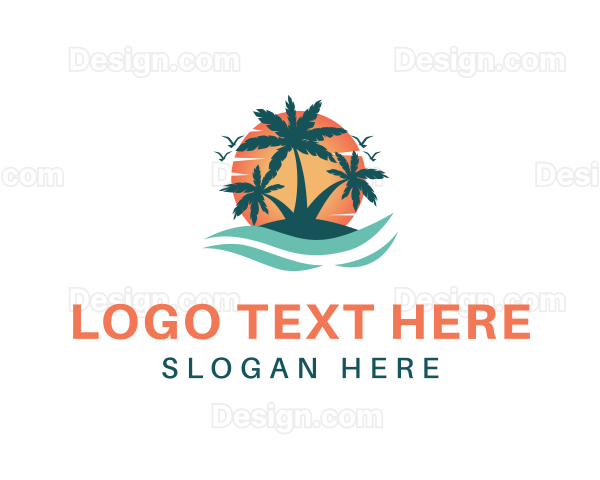 Tropical Beach Island Logo