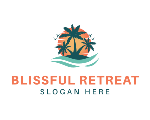 Tropical Beach Island Logo