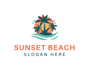 Tropical Beach Island logo design